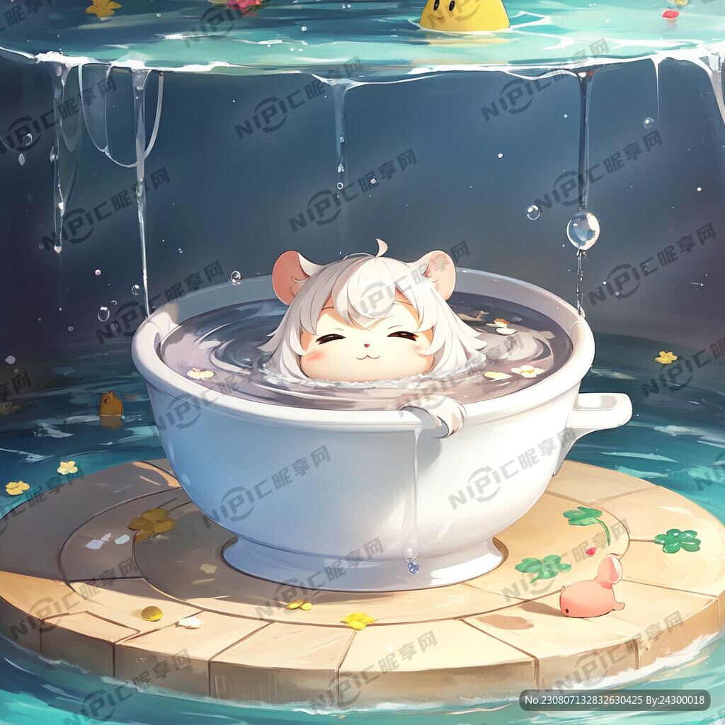 老鼠 洗澡 满身泡泡 闭上眼睛