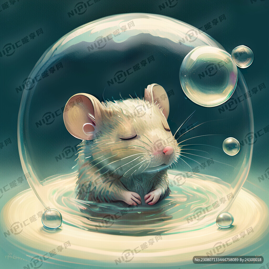 老鼠 洗澡 满身泡泡 闭上眼睛