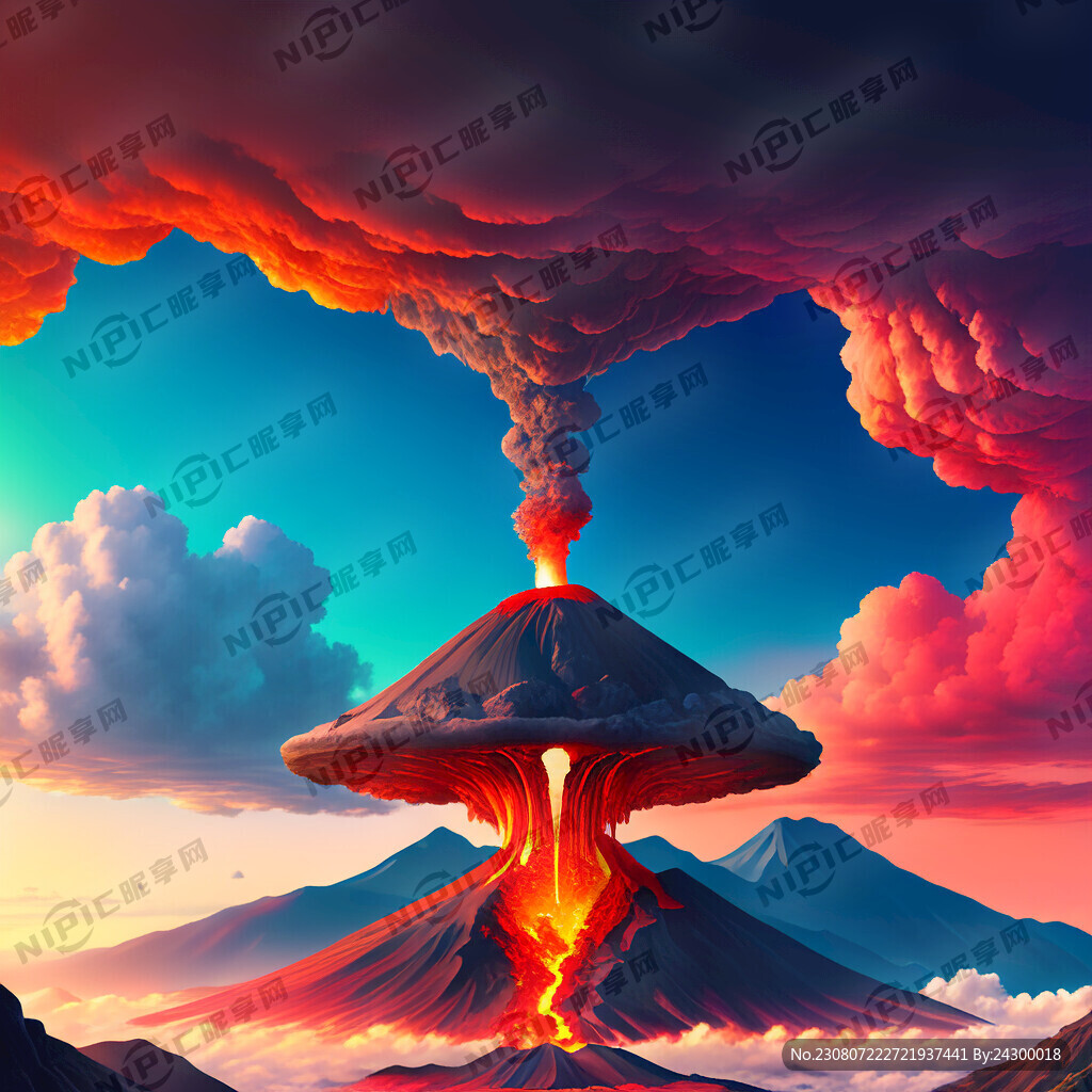 在五彩的天空下八座火山中间一间