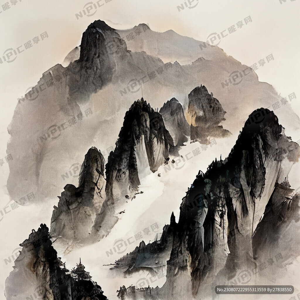 淡墨山水画