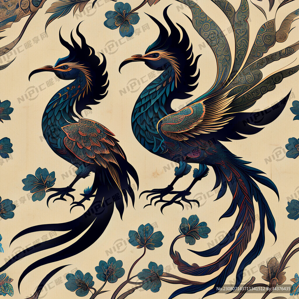 中式古典双凤图案