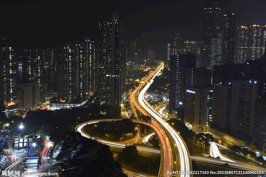 城市道路轨迹 夜景