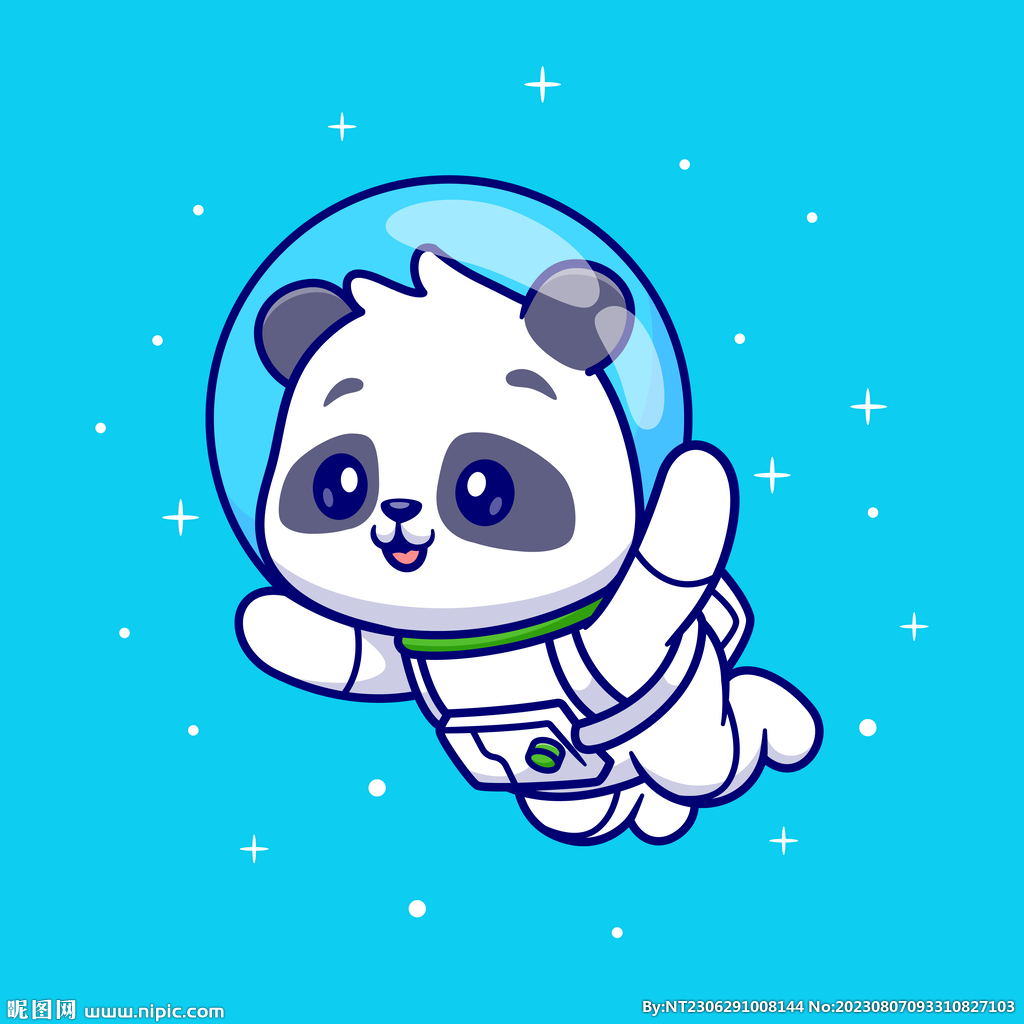 卡通熊猫宇航员