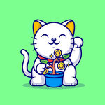 卡通招财猫摇钱树
