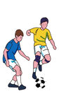 青少年卡通人物手绘踢足球