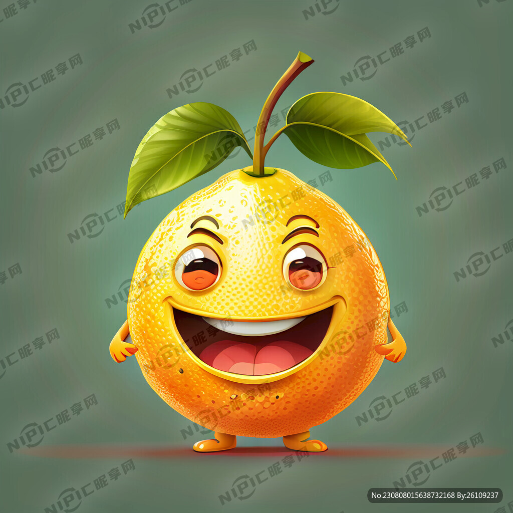 卡通柚子人物微笑的表情