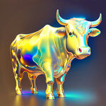 牛，金色透明感，全息色，可爱，艺术创想