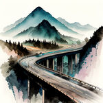 山中的公路立交桥