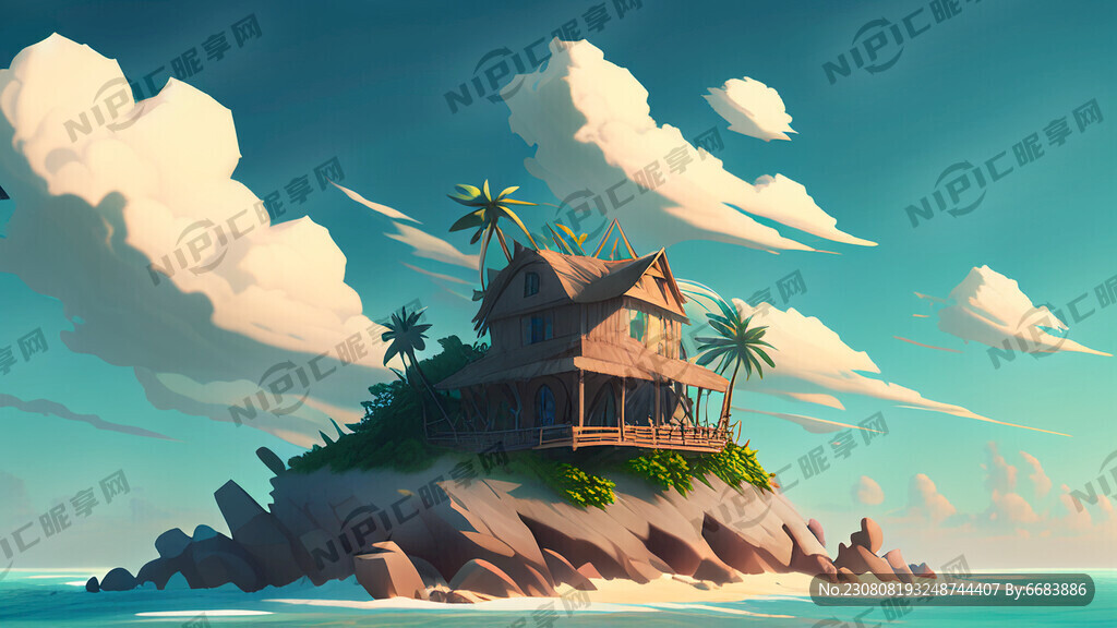 AI创作图海岛风情nipic.com-昵图网