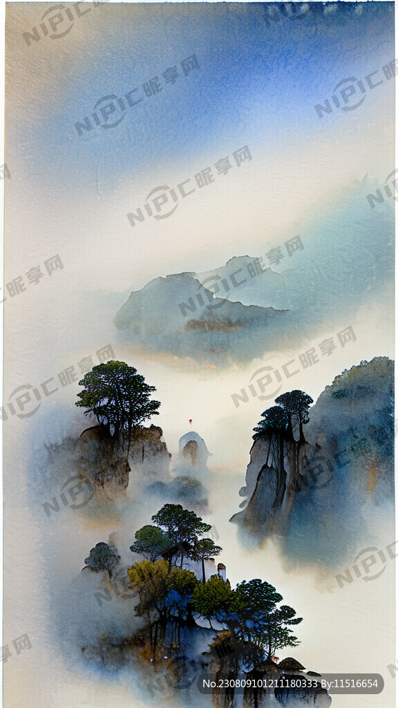 超大广角 俯视视角 云雾围绕