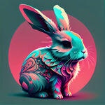 兔子形象，可爱并且潮流，有设计感，色彩丰富和酷炫。