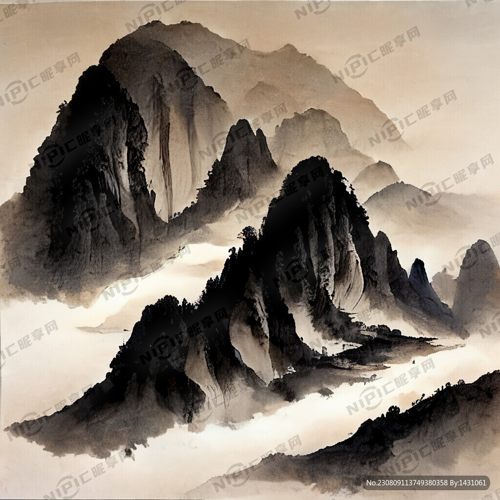 山谷 中国风 中国画 山水