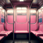 地铁车厢，正面，内部，粉红色
