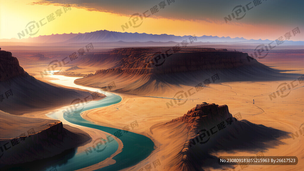 超大广角 俯视视角 大漠孤烟直