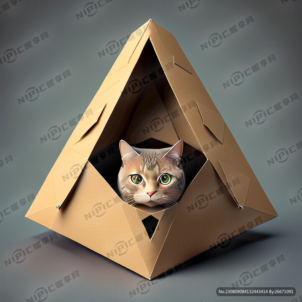 三角形纸箱猫窝