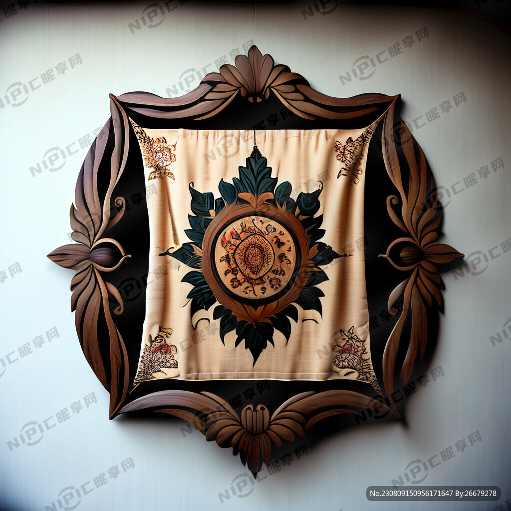 一面墙上有木纹装饰挂着阳新布贴