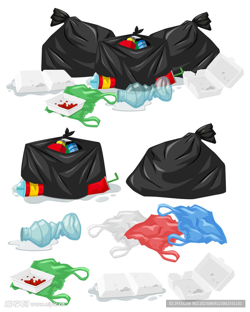 矢量环保垃圾垃圾袋图标图