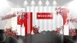 红白色简约婚礼布置