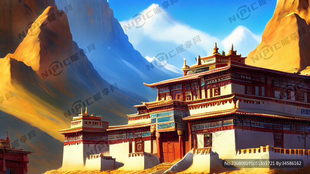 游戏梦幻唯美西藏的风景西藏寺院
