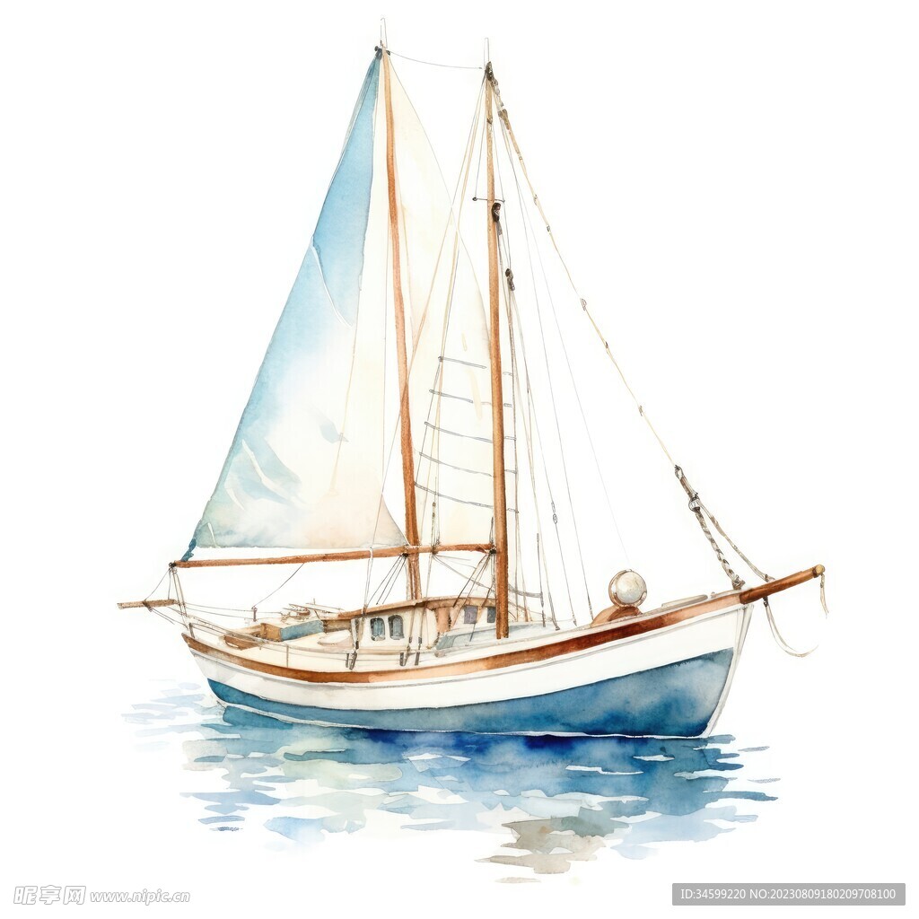 水彩帆船 