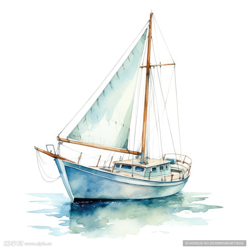 水彩帆船 