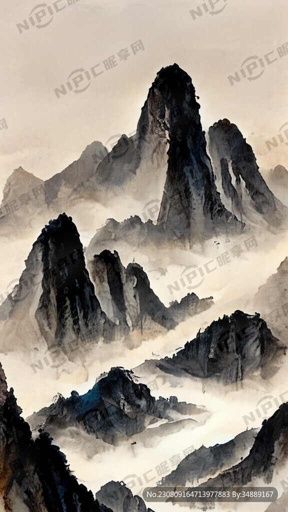 山谷 中国风 中国画 山水