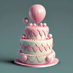 粉色双层气球蛋糕顶部有数字