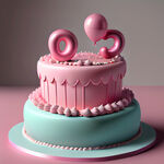 粉色双层气球制作蛋糕顶部有数字