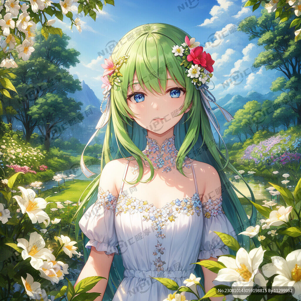 古风动漫客服唯美春日花神面容精