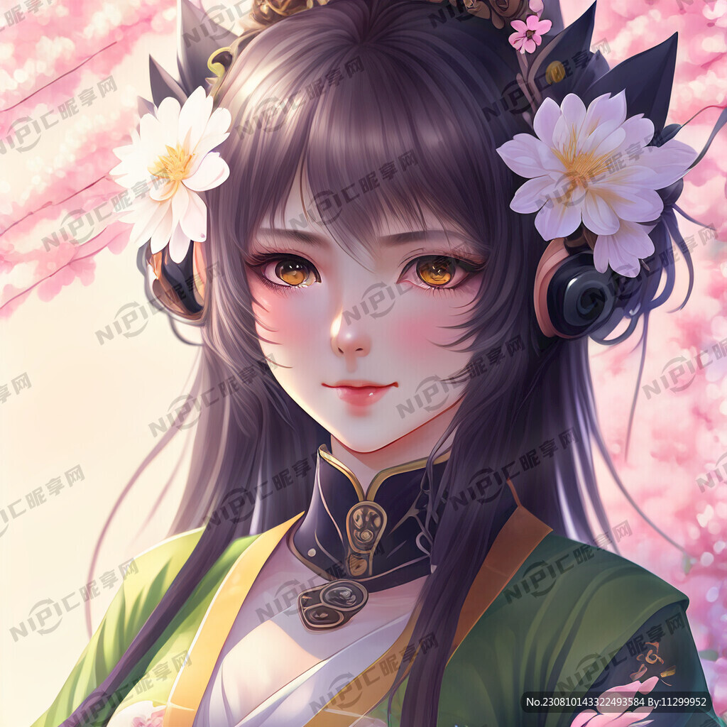 古风动漫客服唯美春日花神面容精