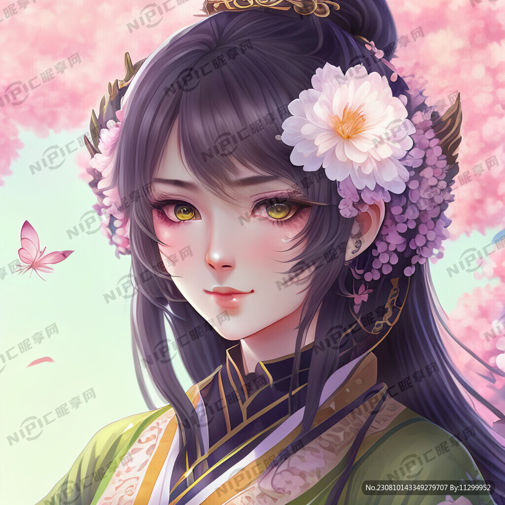 古风动漫客服唯美春日花神面容精