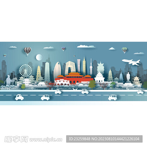 卡通元素上海城市矢量图