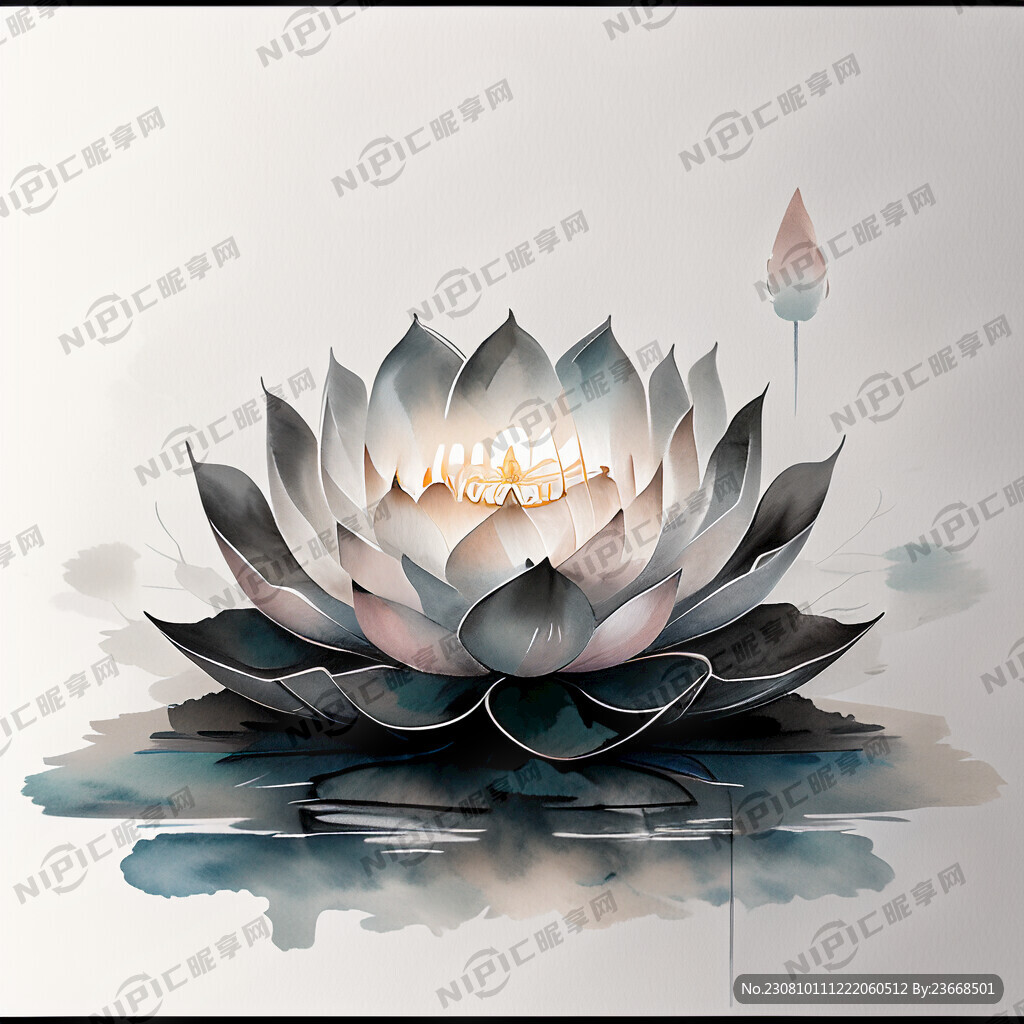 佛教莲花座简约中国风白底图