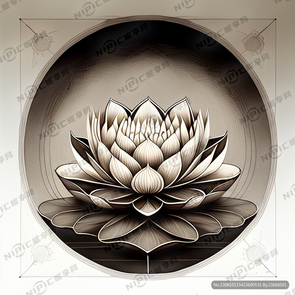 莲花台禅意线条画
