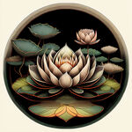 莲花台禅意彩色线条画