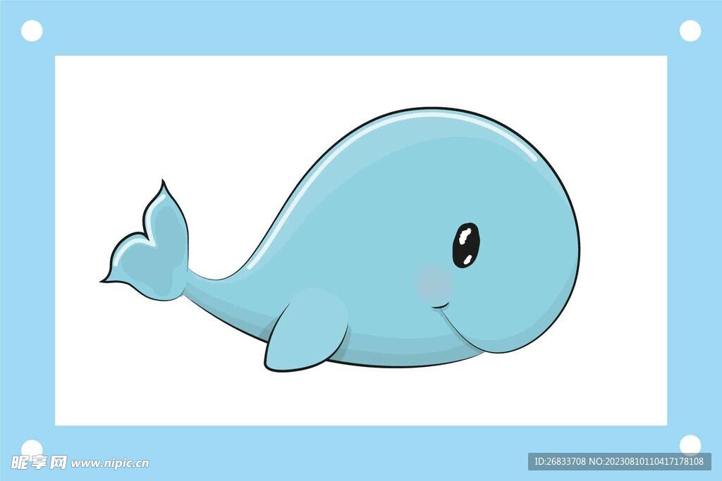可爱的鲸鱼卡通矢量图