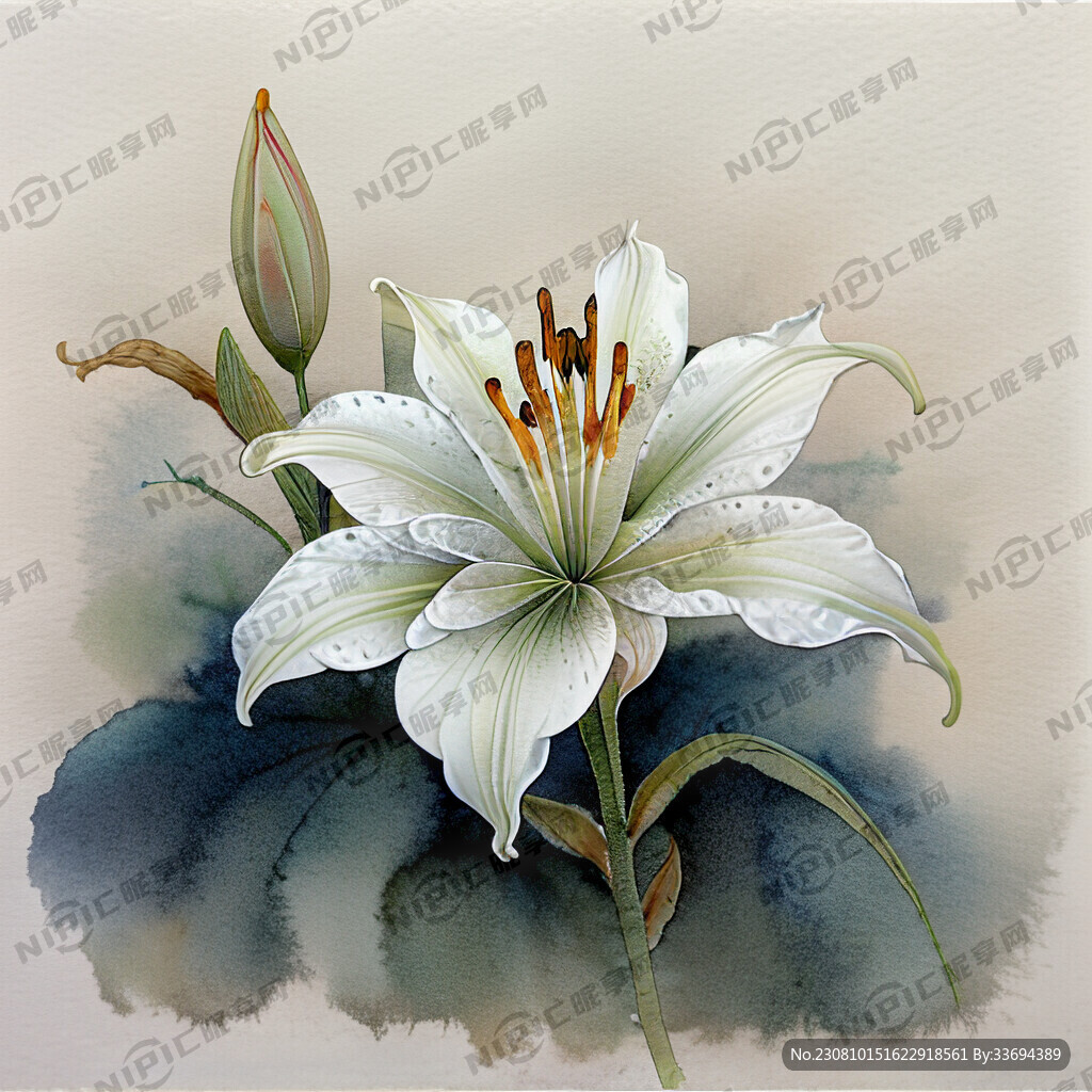 百合花 水彩画