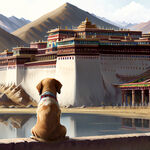 一条狗在西藏看布达拉宫
