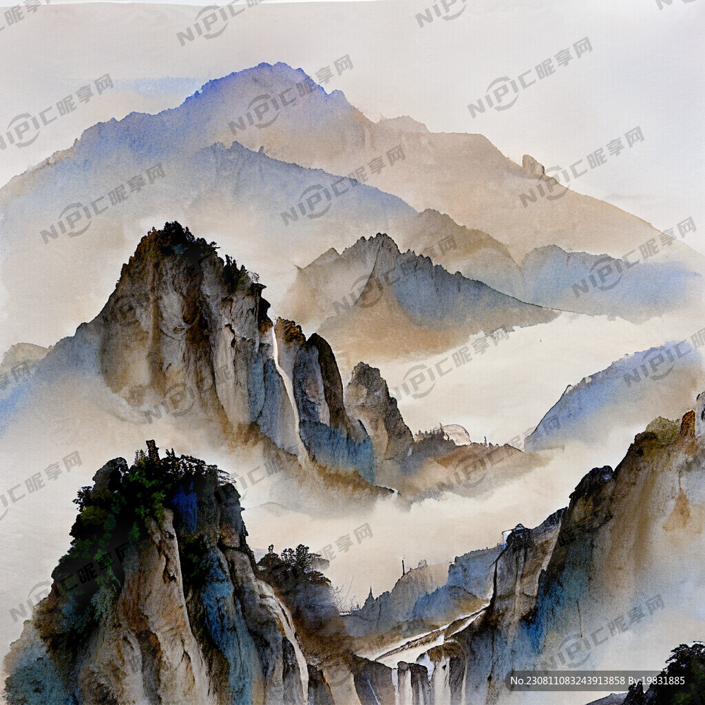 山谷 中国风 中国画 山水