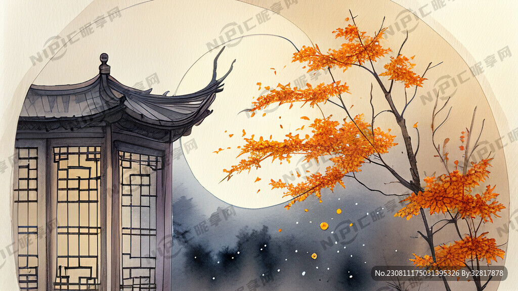 中秋插画国潮
