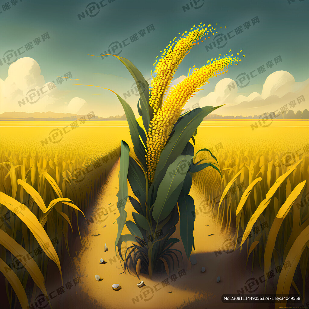黄小米丰收插画