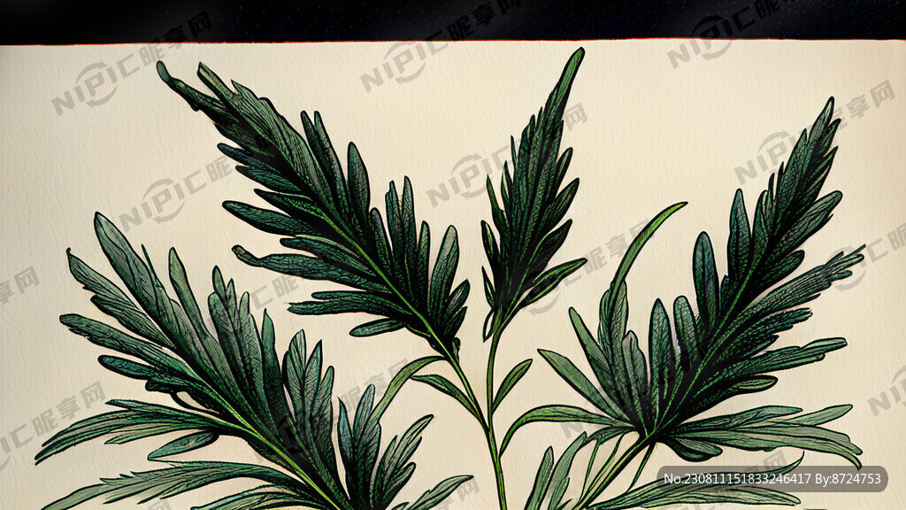艾草手绘 自然 细节刻画