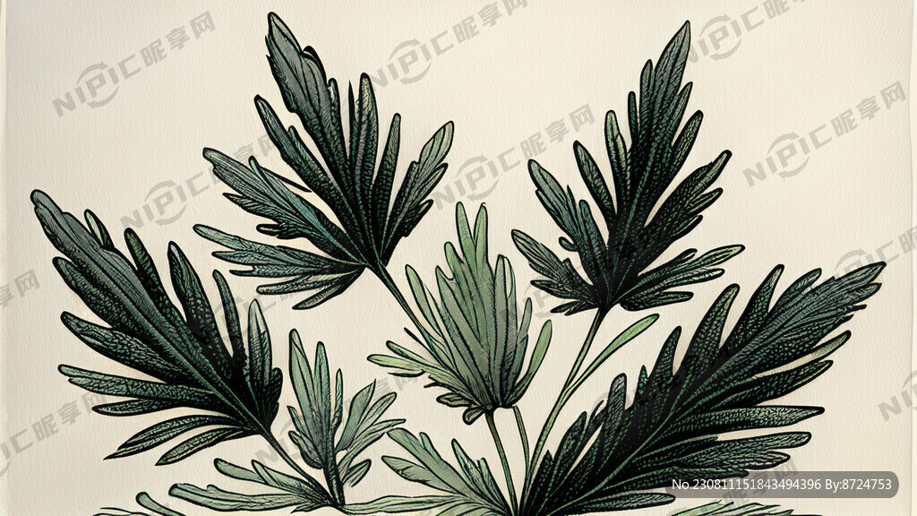 艾草手绘 自然 细节刻画