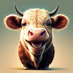 奶牛笑脸牛头开心的小牛