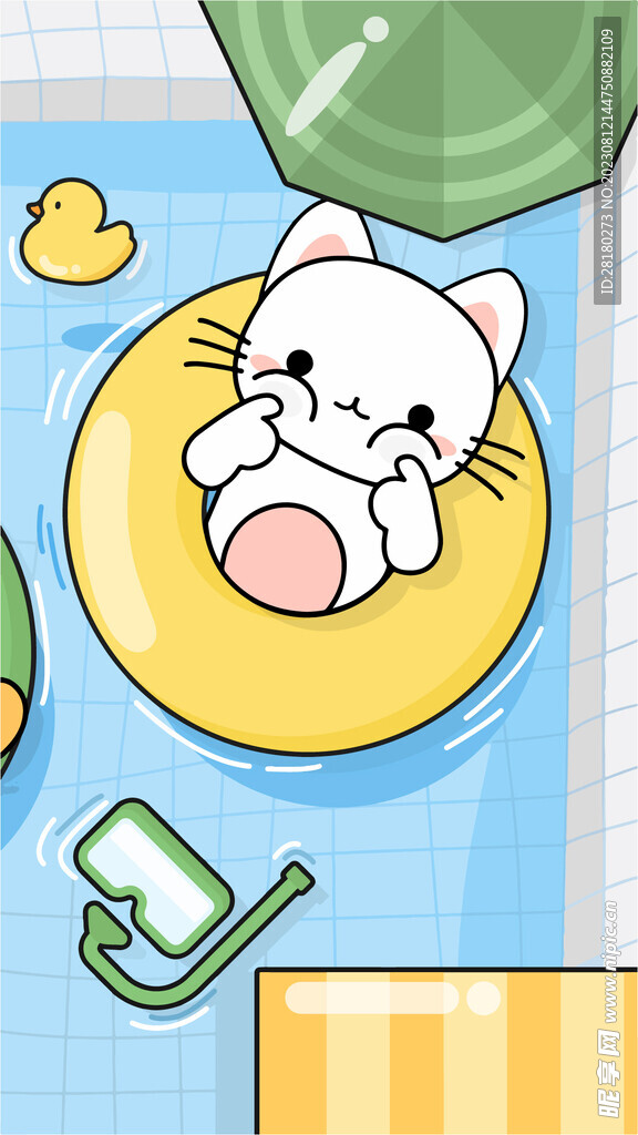 小猫游泳壁纸