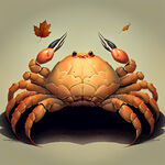 秋天不同角度的肥硕大螃蟹