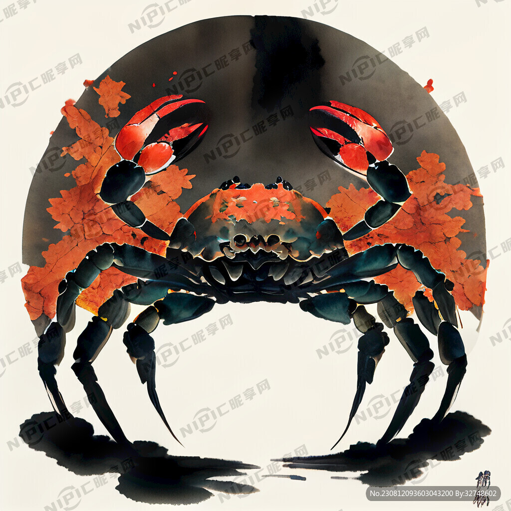 秋天不同角度的肥硕大螃蟹