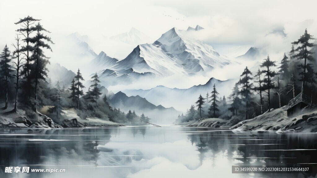 雪山框画