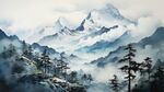 雪山框画