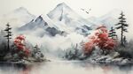 雪山框画